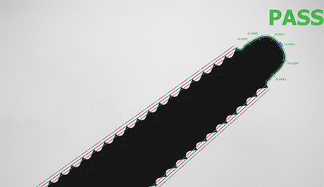 Hình ảnh trên là một ví dụ về các công cụ CAD Auto PASS / FAIL áp dụng trên một chi tiết. 