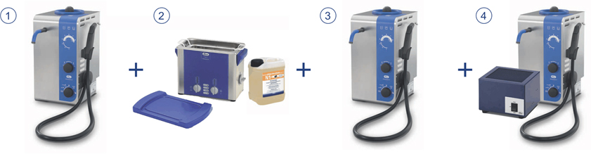 Dựng dây truyền làm sạch siêu âm bằng hai thiết bị đơn lẻ