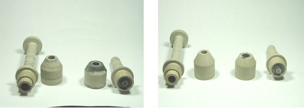 Hình ảnh trước và sau khi làm sạch bụi các-bon bám trên đầu phun