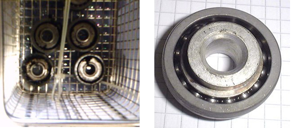 Làm sạch dầu mỡ bôi trơn có nhiệt độ nóng chảy trên 200°C trên vòng bi thép