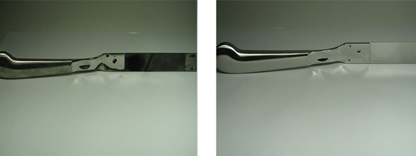 Hình ảnh trước và sau khi làm sạch vết keo dán, phụ gia trên dụng cụ phẫu thuật