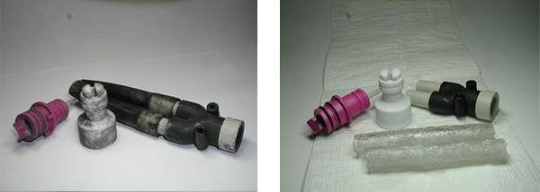  Hình ảnh trước và sau khi làm sạch sơn bột bám trên vật liệu PTFE