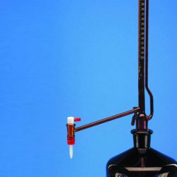 Buret tự động, loại nhỏ giọt, FORTUNA, 25ml:0.05,l khóa nhựa, AS, màu nâu, vạch trắng